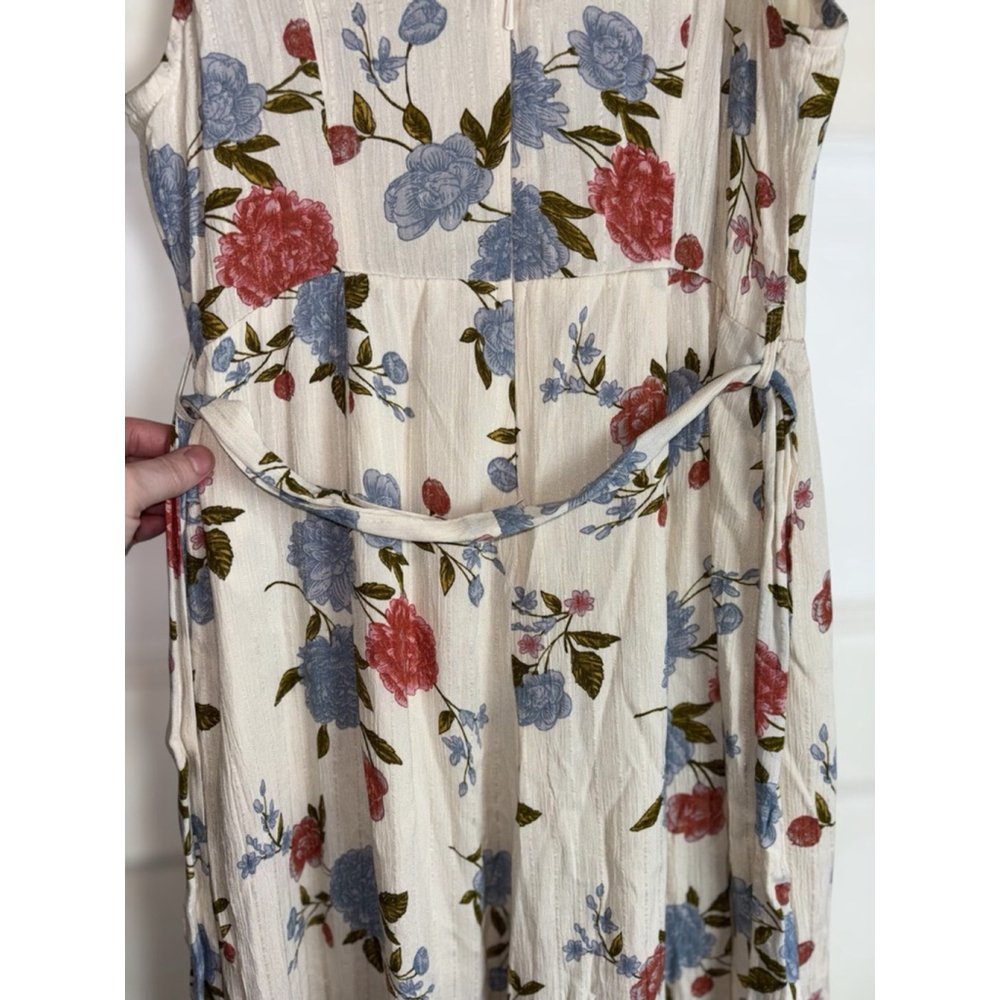 American Eagle Outfitters Women's Size 2 Ivory Floral V-Neck Adjustable Jumpsuit - Picture 4 of 16